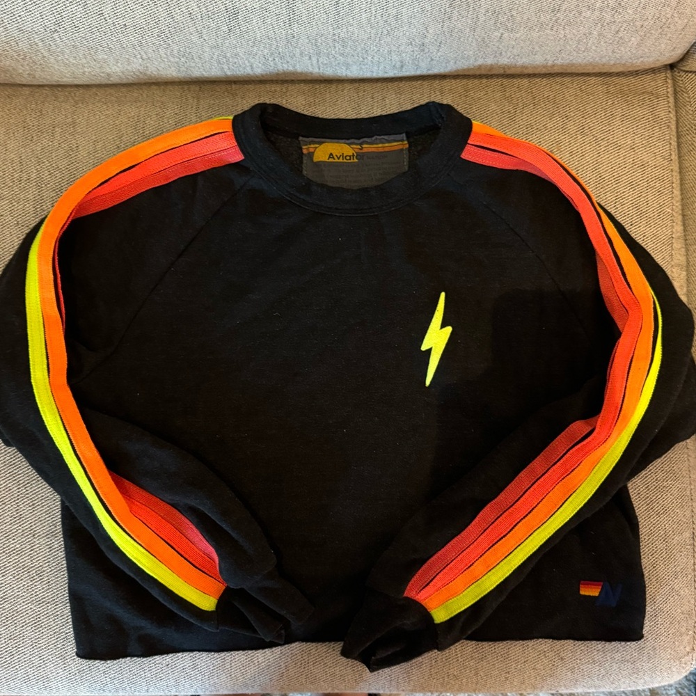 Aviator nation Neon cropped crewneck